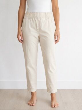 LOFT Outlet Beige Cotton Casual Pants Women’s Large Pull On Ankle Pants